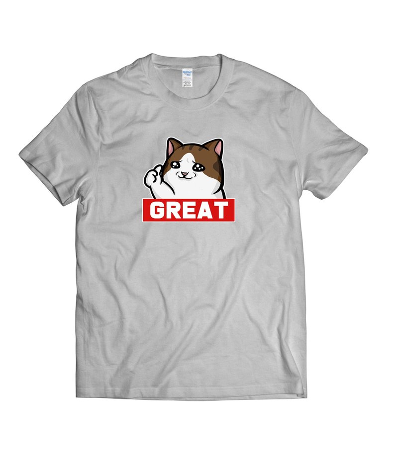 Meme Series-Zanzan Cat Cat Original T-shirt Pure Cotton T-shirt - เสื้อยืดผู้ชาย - ผ้าฝ้าย/ผ้าลินิน หลากหลายสี