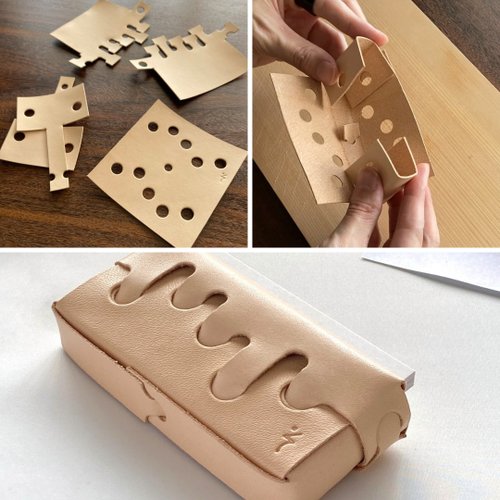 そぞのぼ 【#手作りキット】ヌメ革の名刺入れ | プレーンサンドver. #名刺 #カード #カット済み #縫わない #道具不要