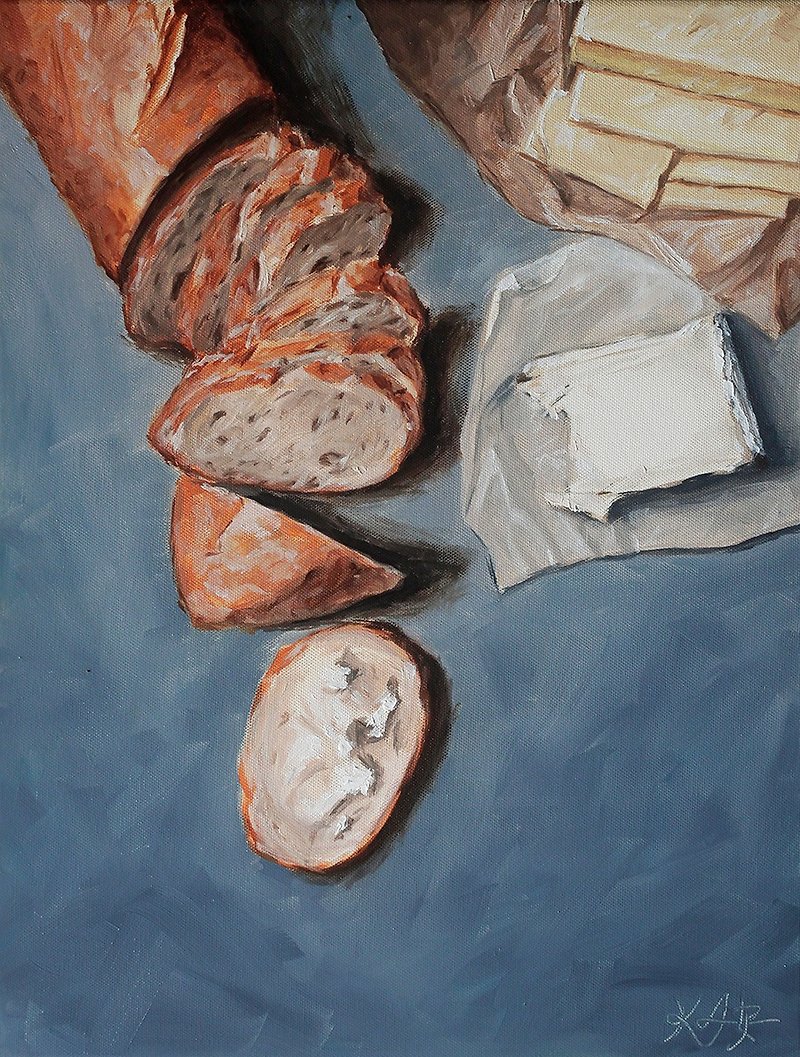 Title: Naked Food Oil Painting/Oil on canvas - Posters - Cotton & Hemp Gray
