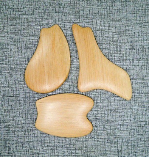 BarryWoodShop Set of 3 Gua Sha Massage Wooden Tool, Wooden Massage for Face, Neck and Hands