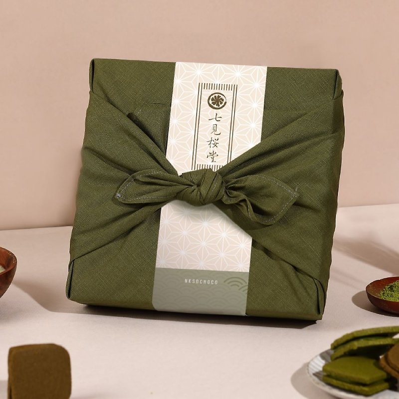 【Nanami Sakurado】Matcha Furoshiki Comprehensive Handmade Biscuits Gift Box - Handmade Cookies - Fresh Ingredients 