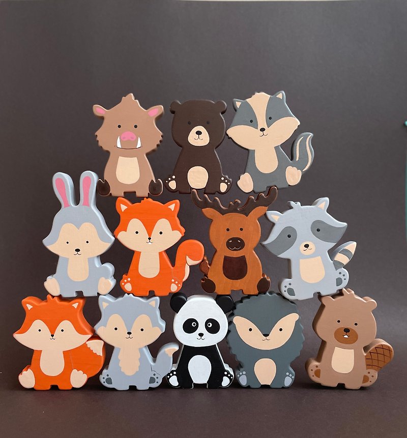 wooden woodland animals toys for baby - 嬰幼兒玩具/毛公仔 - 木頭 橘色