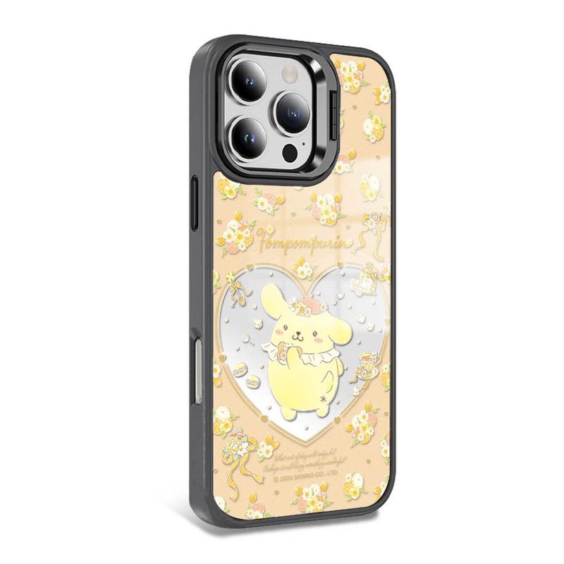 iPhone full range of military-standard anti-fall alloy frame invisible stand mirror magnetic suction case-bouquet pudding dog-black frame - Phone Cases - Other Materials Multicolor