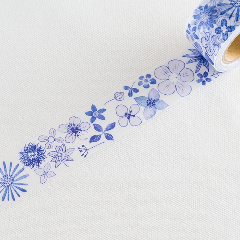 Chamilgarden Washi Tape-Blue Flower (MTW-CH063) - มาสกิ้งเทป - กระดาษ สีน้ำเงิน
