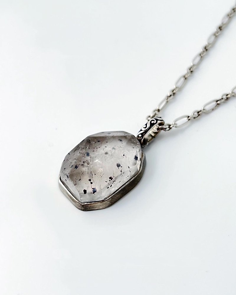 Super Seven ore faceted pendant - Necklaces - Semi-Precious Stones White