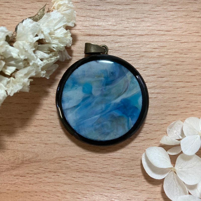 再生項鏈吊墜-藍白暈染 NP004 - 項鍊 - 木頭 