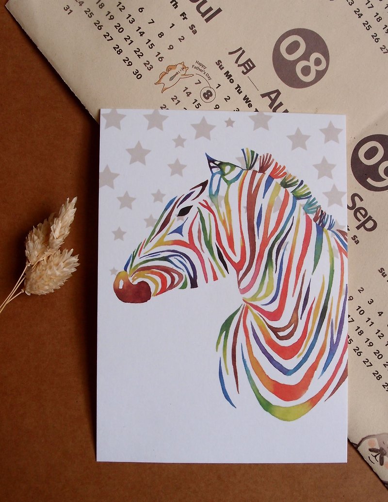 Watercolor rendering postcard-zebra - การ์ด/โปสการ์ด - กระดาษ 
