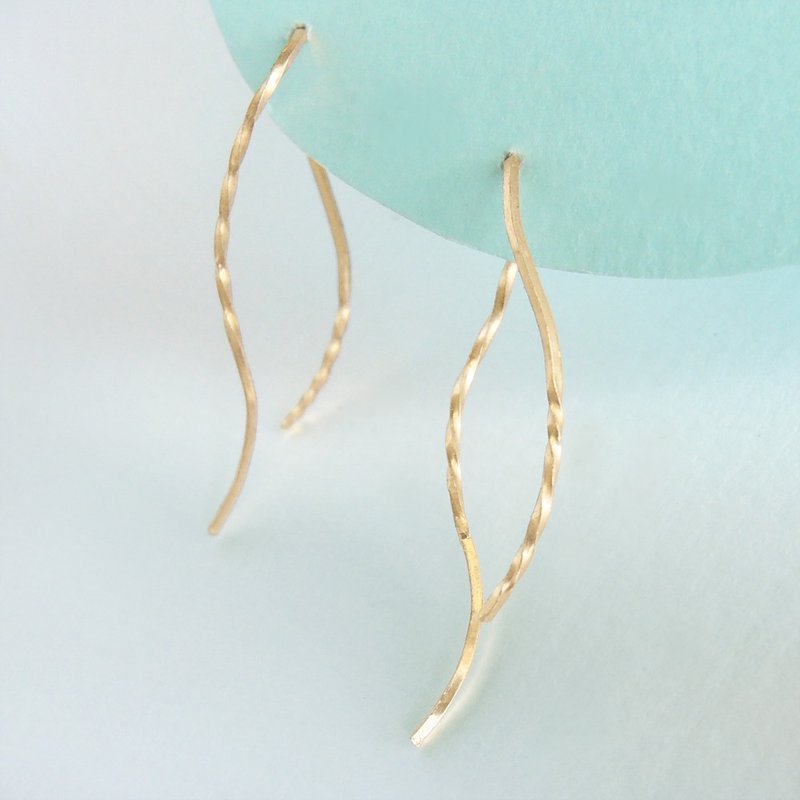 小葉子耳鉤 - 耳環/耳夾/耳骨夾 - 貴金屬 金色