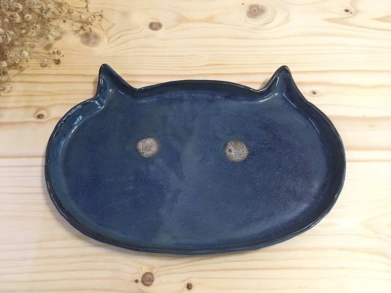 Cat big pottery - จานเล็ก - ดินเผา สีนำ้ตาล