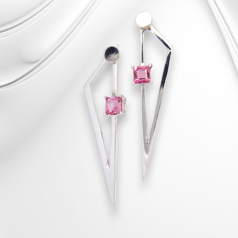 Life Wisdom Series Between Squares and Circles - Earrings & Clip-ons - Silver Pink