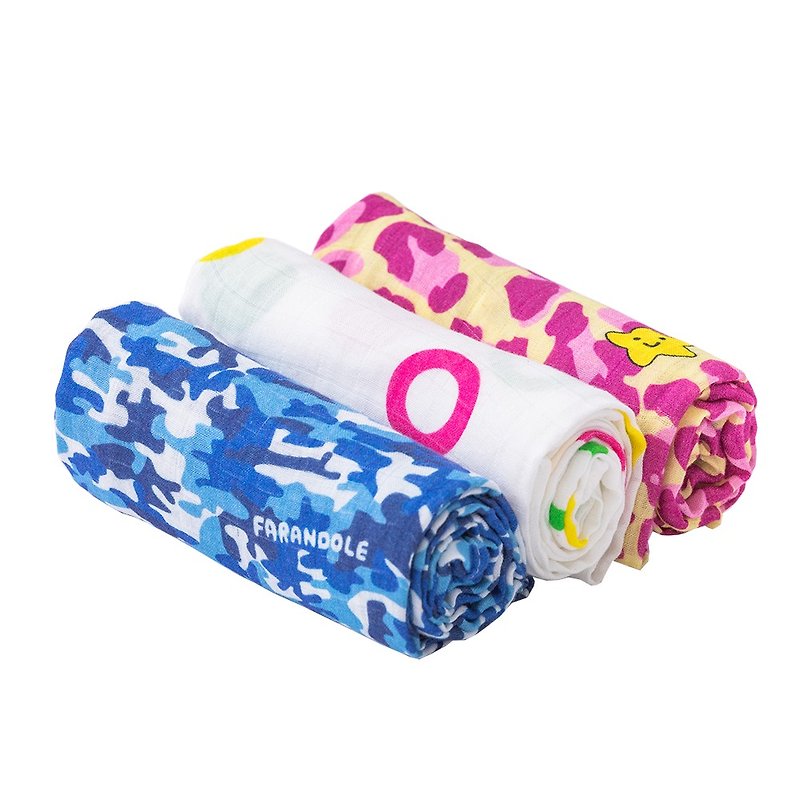 Farandole bamboo fiber wrapper-three gift box set-blue camouflage + colorful dots + purple lucky leopard - Other - Cotton & Hemp 