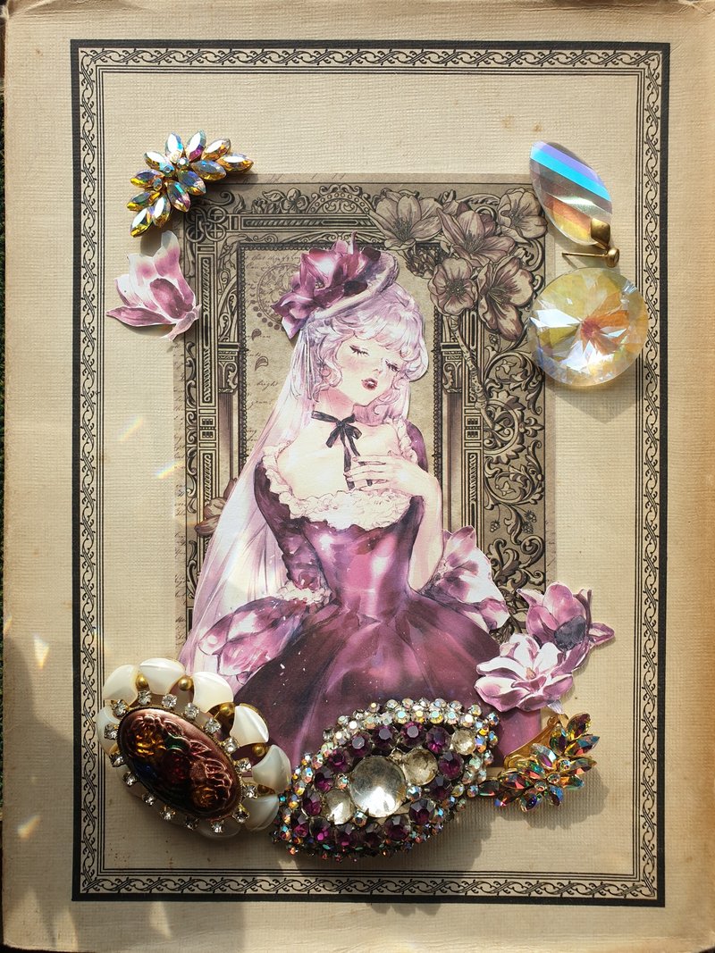 Magnolia girl INS paper sticker collage material - 貼紙 - 紙 