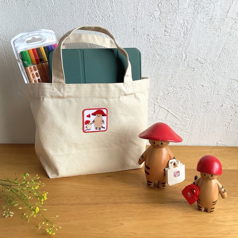 トートバッグ 　きのこねこ 　白 - 手提包/手提袋 - 棉．麻 白色