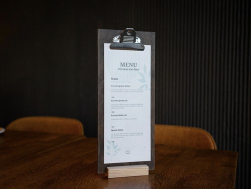kyivworkshop Wooden Table Tent, Table Stand Menu, Display Stand FREE ENGRAVING