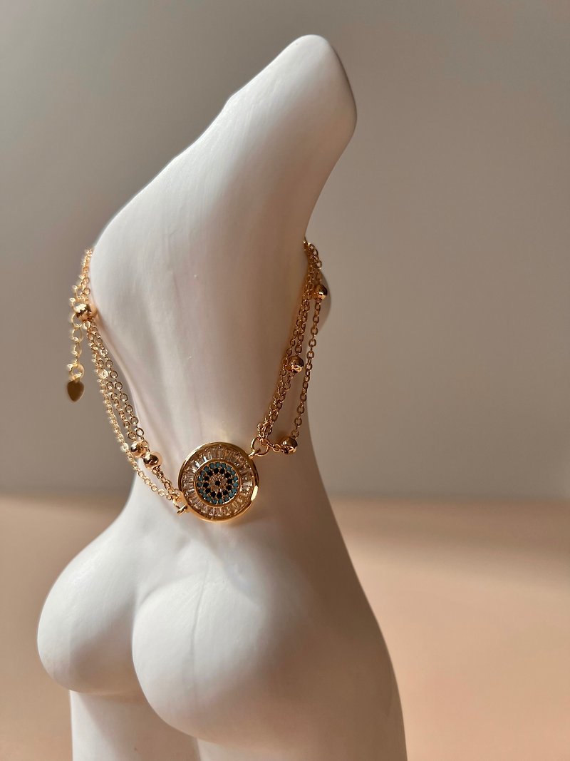 Turkish Zircon Pendant 14K/18K Layered Bracelet | Classic Exotic Gifts - Bracelets - Semi-Precious Stones Gold