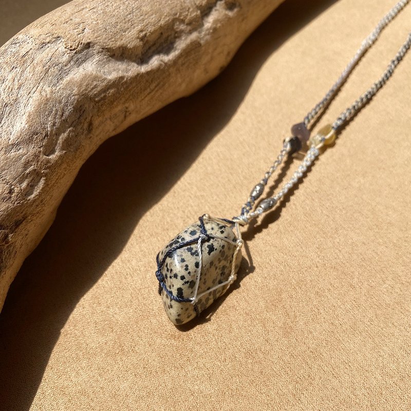 Zebra Prince Natural Mineral Wax Thread Braided Necklace - สร้อยคอ - เครื่องประดับพลอย 