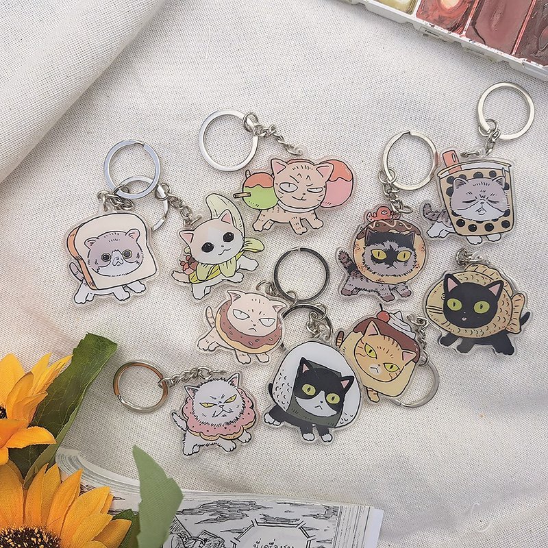 Keychain mystery: Gacha bad cats V7 - 鑰匙圈/鑰匙包 - 塑膠 白色