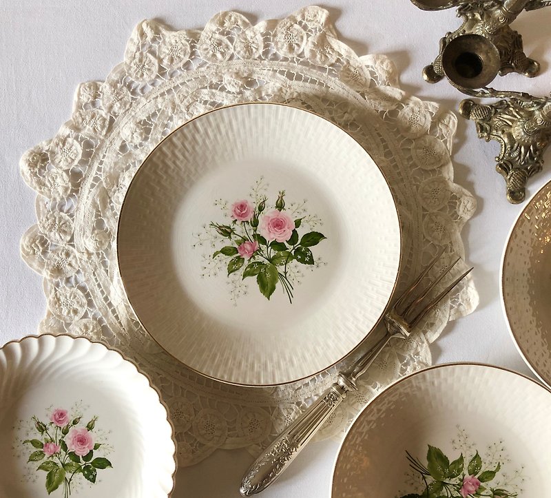 1920s Rose Star Soup Plate - Plates & Trays - Porcelain 