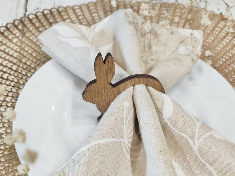 木頭 餐桌/書桌 - 餐巾环设置餐巾架 用于餐桌装饰木制服务环