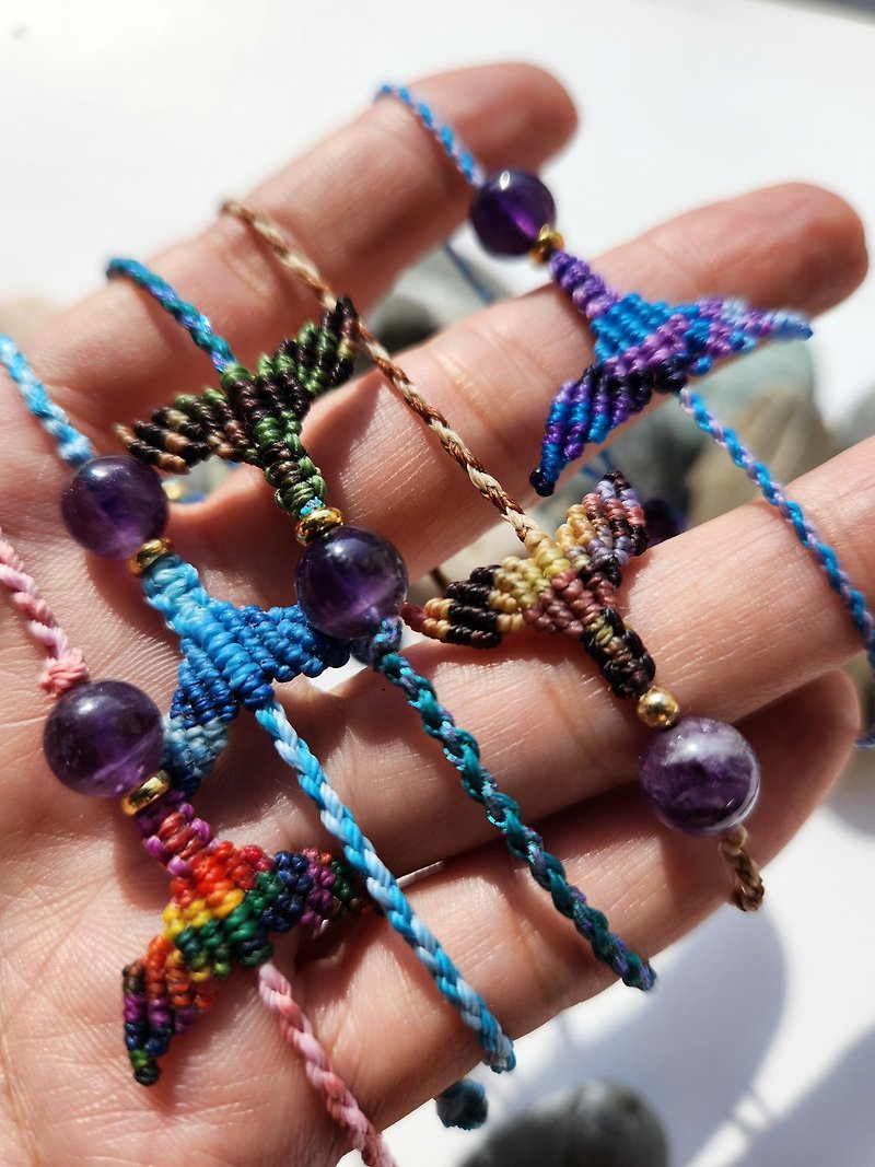 Wax thread braided bracelet nature series - สร้อยข้อมือ - ผ้าฝ้าย/ผ้าลินิน หลากหลายสี