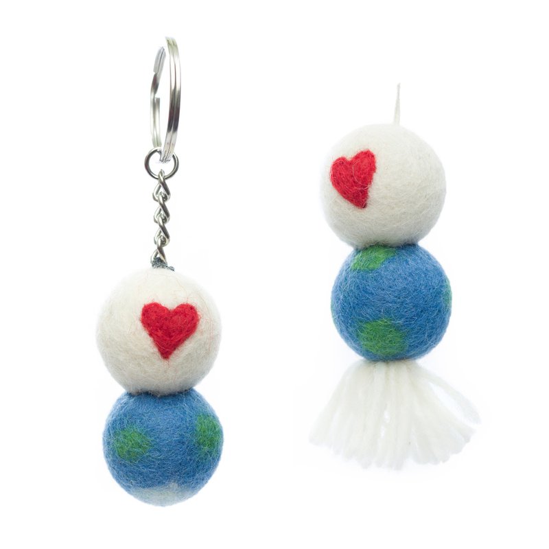 Wool Felt Keyring・Love the Earth - ที่ห้อยกุญแจ - ขนแกะ หลากหลายสี