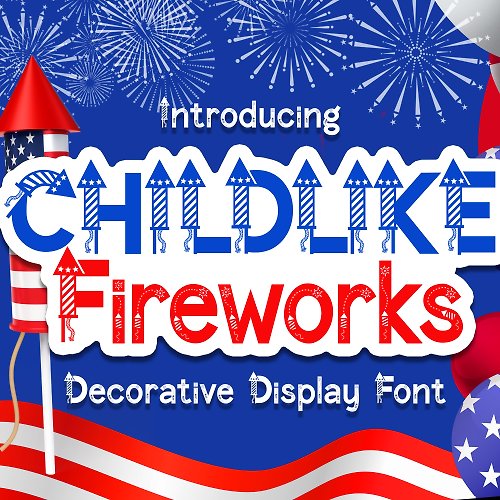 v-design-creator Childlike Fireworks Decorative Display Font
