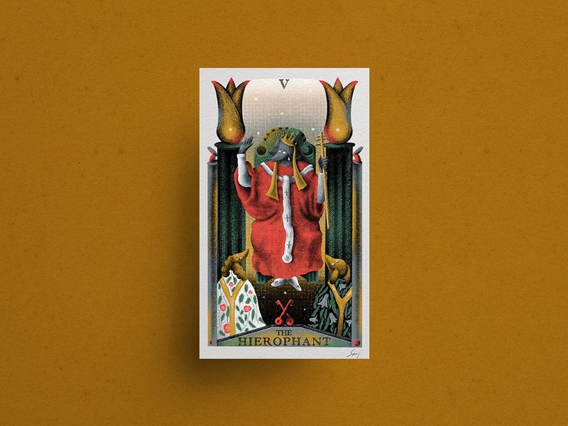 Sophia Ji Microjet Paintings | Tarot Series | The Pope - Posters - Paper Red