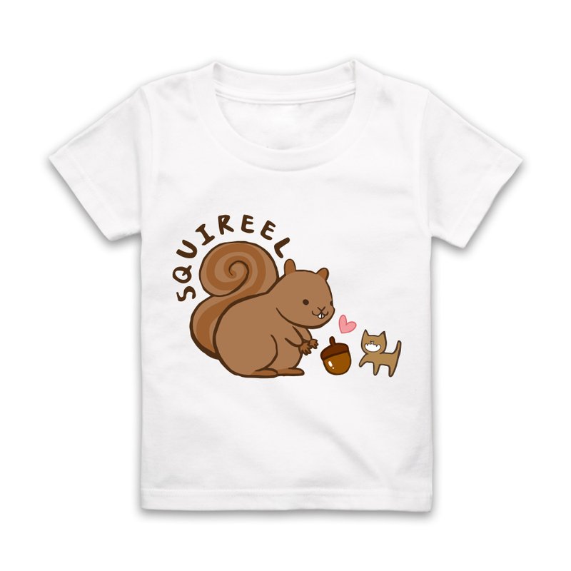 Letter S-SQUIREEL Short Sleeve T-Shirt - White - เสื้อยืด - ผ้าฝ้าย/ผ้าลินิน ขาว