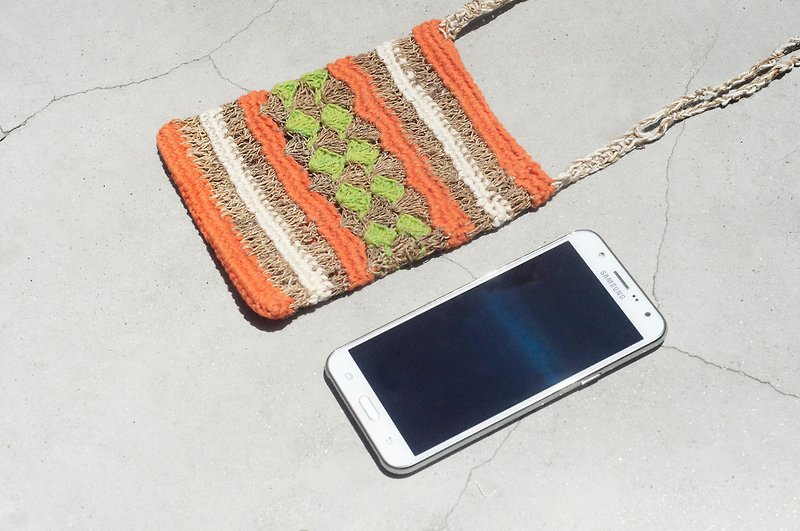 A limited edition of hand-woven natural cotton Linen Mobile phone bag / mobile phone case / shoulder bag / bag / travel bag - Sunshine forest color - เคส/ซองมือถือ - ผ้าฝ้าย/ผ้าลินิน หลากหลายสี