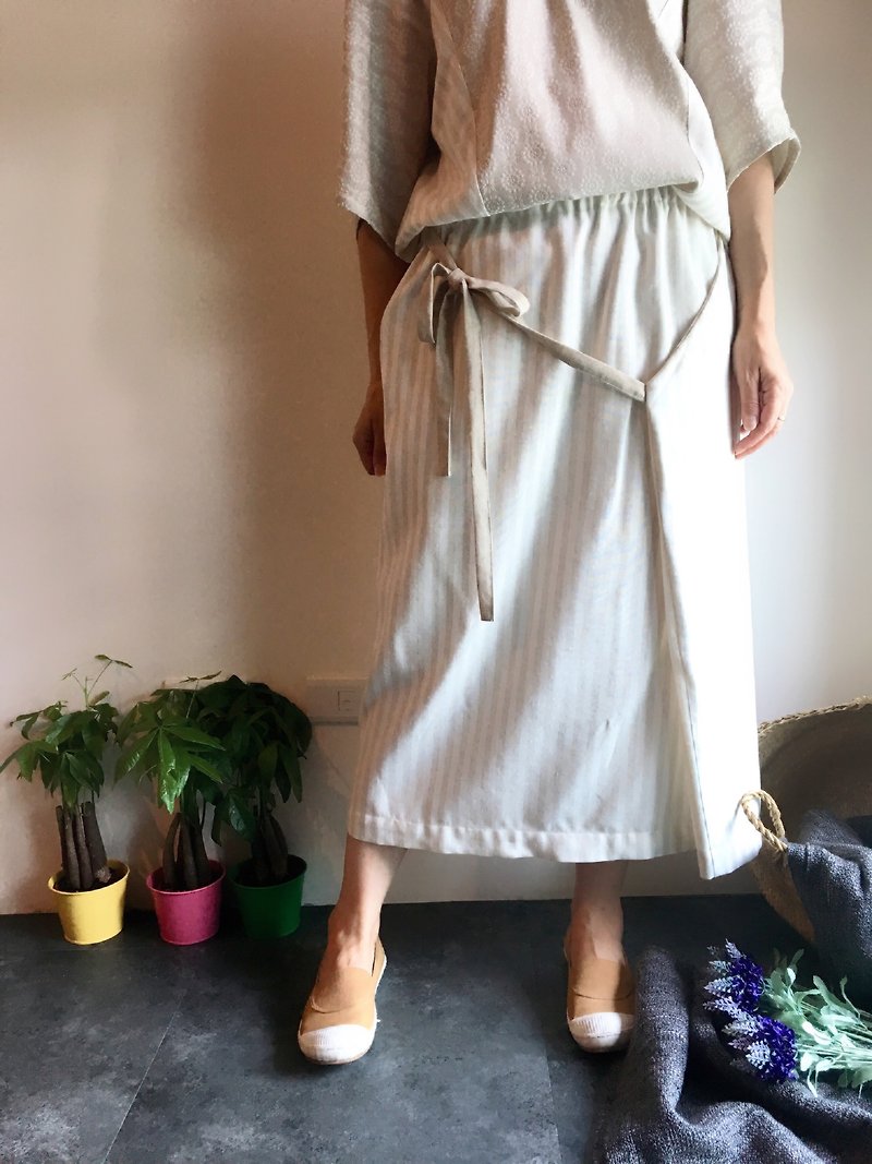 Striped linen summer skirt  - 裙子/長裙 - 亞麻 