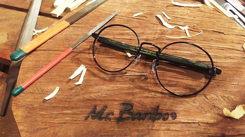 Mr.Banboo F series by cold metal encounter with a temperature of bamboo story] Taiwan handmade glasses - Glasses & Frames - Bamboo Black
