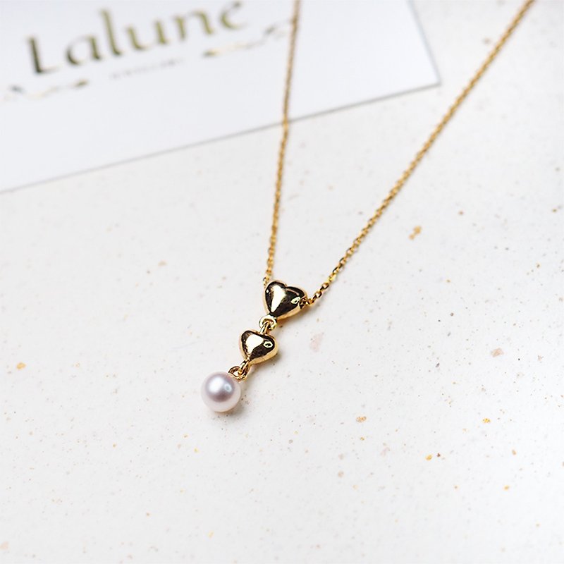 10K Little Lady Model||Concentric Circles||Pearl Golden Heart Shaped Very Thin Clavicle Chain - สร้อยคอทรง Collar - เครื่องประดับ สีทอง