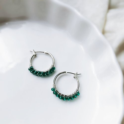 Wanna-be Accessory 雅典娜系列 Emerald 祖母綠925銀耳環一對 生日禮物