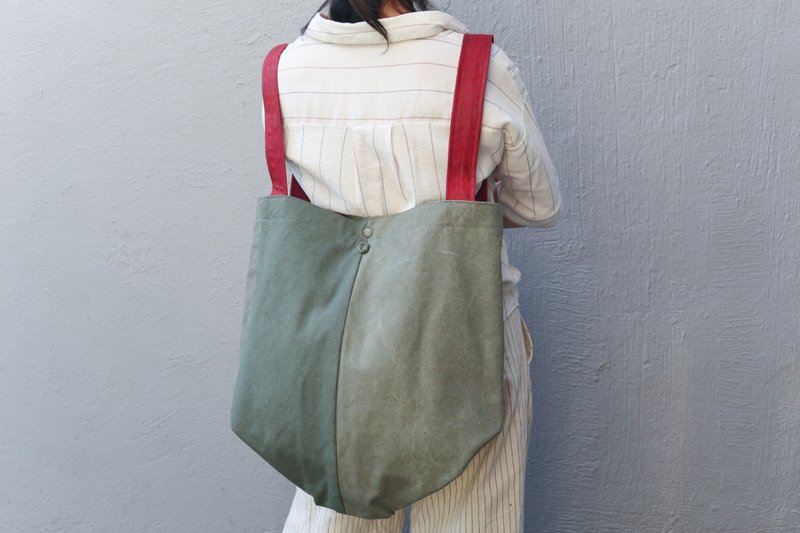 Big passion big bag / P6 grassland green / multi-function can be carried on the side. Backpack - Messenger Bags & Sling Bags - Cotton & Hemp Green