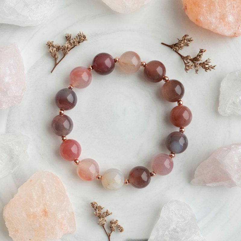 Brownish Red Agate genuine gemstones stretch bracelet gift for her - สร้อยข้อมือ - คริสตัล สีแดง