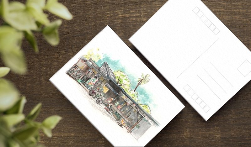 Illustrated postcard-Chiayi store shop record - Cards & Postcards - Paper White