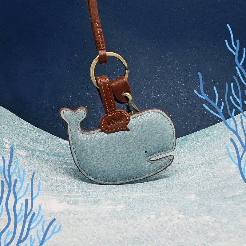 Whale key ring - ที่ห้อยกุญแจ - หนังแท้ สีน้ำเงิน