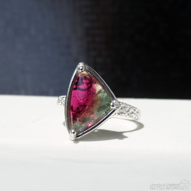 トルマリン リング / pink and green Tourmaline Ring lll - 戒指 - 寶石 紅色