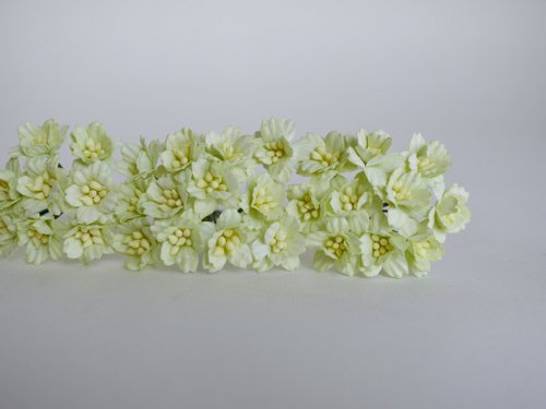 makemefrompaper Paper flower, 50 pcs. DIY small cherry blossom supplies 2cm. pastel green color.