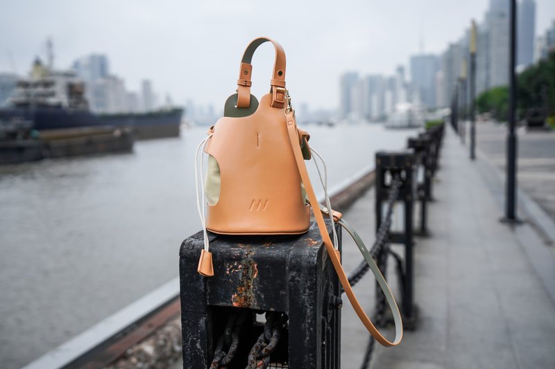 BoA leather bucket bag - beige - Messenger Bags & Sling Bags - Genuine Leather Orange