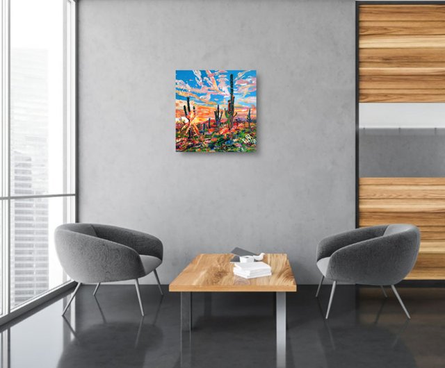 サボテンの絵画油畫原作オリジナルアート手工油畫インパスト油絵