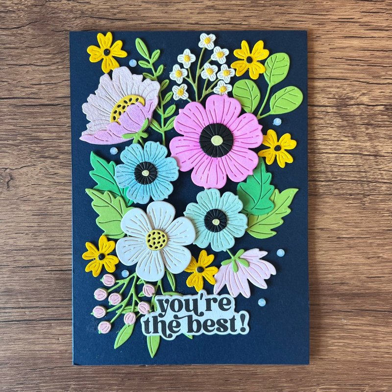 you're the best colourful flowers Affirmation Encouragement Card - Cards & Postcards - Paper Blue