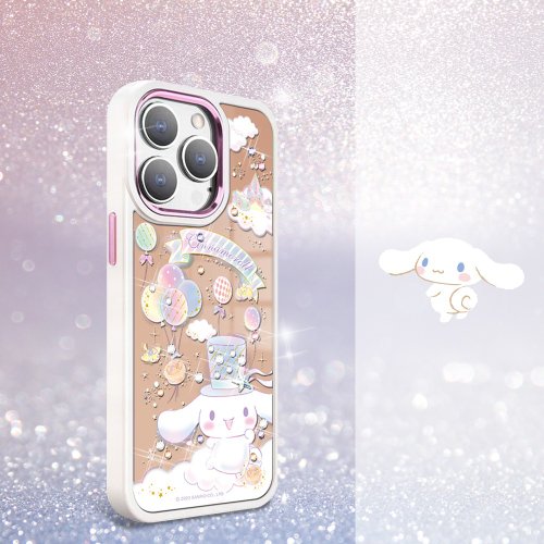 apbs 雅品仕 水晶彩鑽手機殼 三麗鷗 iPhone 15 14系列軍規防摔合金框鏡面手機殼-小紳士大耳狗