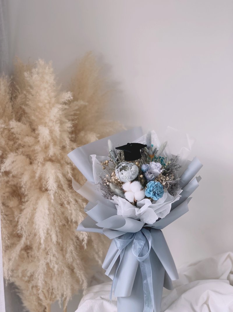 藍灰系木棉花束 乾燥花永生花束 告白花束 生日禮物 畢業花束 - 乾燥花/永生花 - 植物．花 