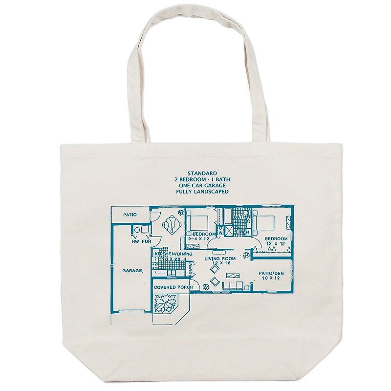 Foreign floor plan canvas tote bag Tcollector - Handbags & Totes - Cotton & Hemp Multicolor