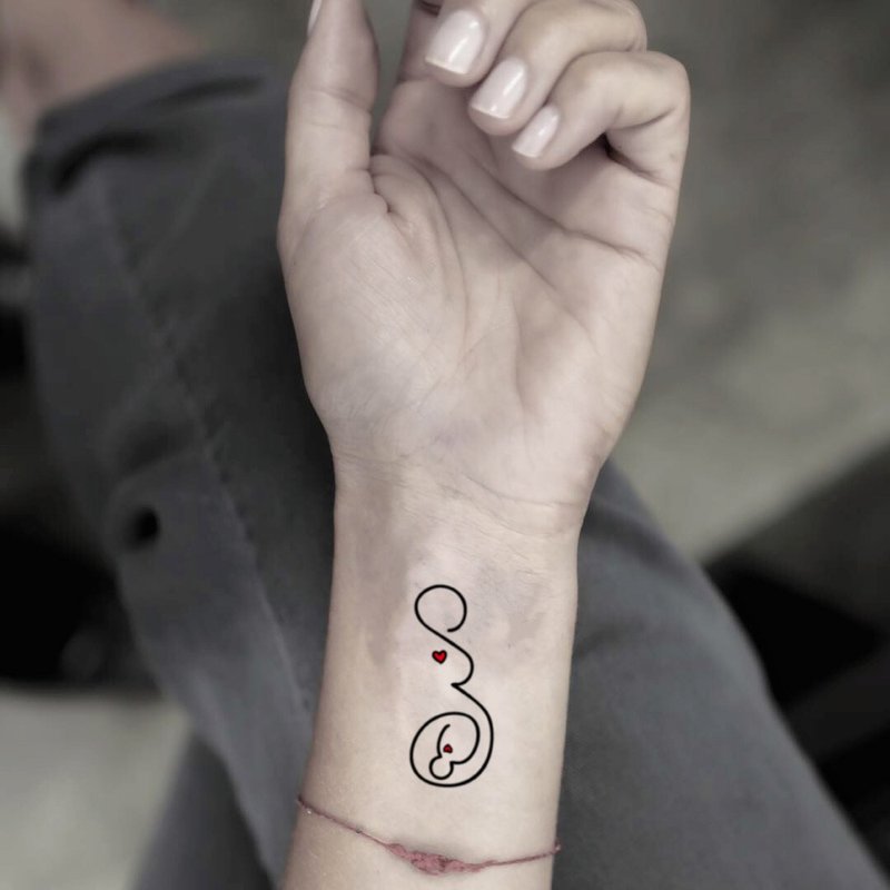 Pregnancy Temporary Fake Tattoo Sticker (Set of 2) - OhMyTat - สติ๊กเกอร์แทททู - กระดาษ สีดำ
