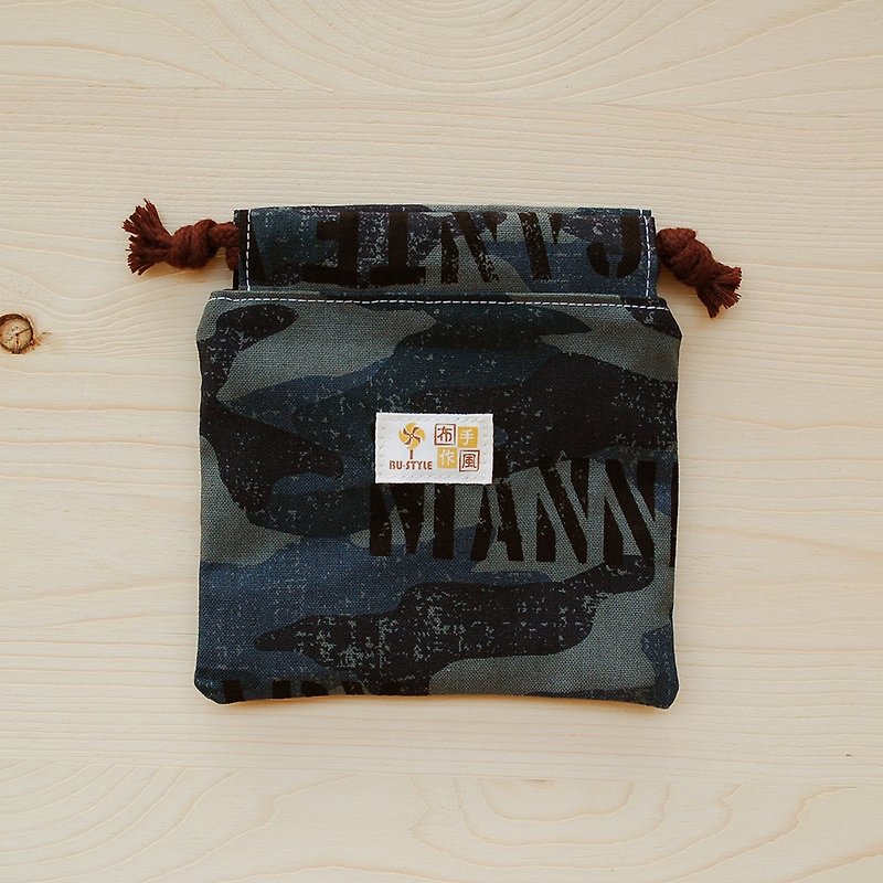 English camouflage drawstring pocket (small) - Toiletry Bags & Pouches - Cotton & Hemp Blue