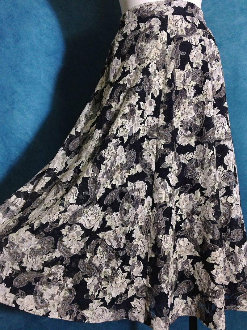 When vintage [antique dress / flower Duolei Si antique dress] abroad back VINTAGE - Skirts - Polyester Multicolor