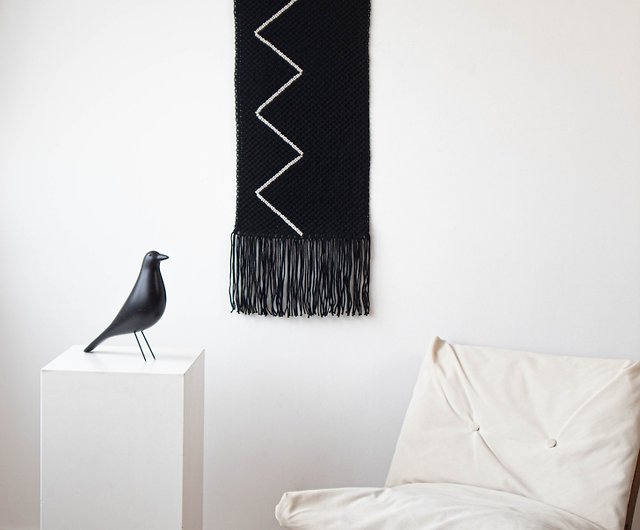 Black Geometric Macrame Wall Hanging Black Home Decor Contemporary