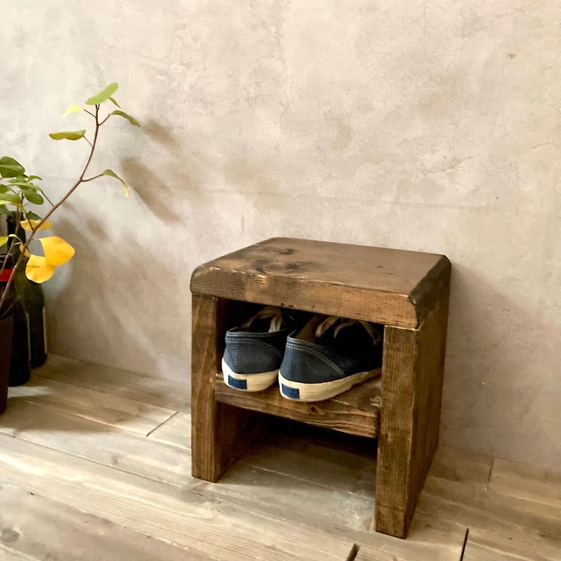 Bench - Chair that can also be used as a shoe rack - Kids chair - Shoe rack - Entrance entrance bench - Wooden Ottoman - Scandinavian dark Brown - Chairs & Sofas - Wood Brown
